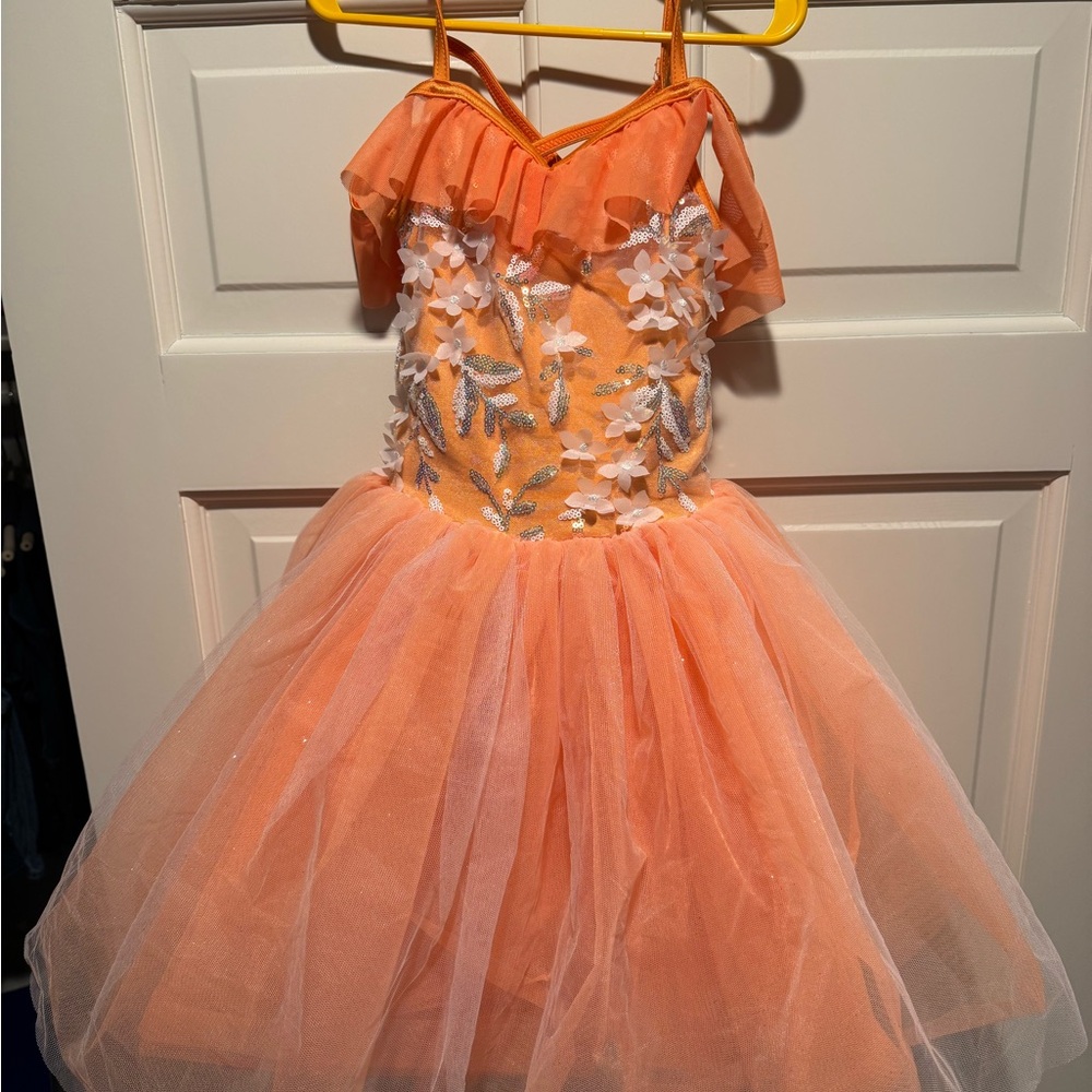 Weissman Orange Floral Kids Dance Costume
